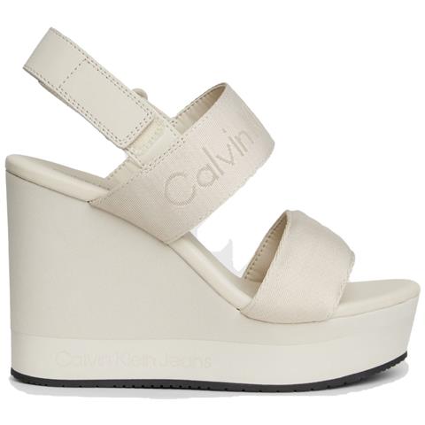 Wedge Sandal Webbing Sandali Sintetico Scarpe Donna Beige Eu 40, Yw0yw01360 0f4 - Foto 2