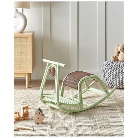 Sedia A Dondolo Per Bambini Rattan Verde Chiaro Aspria - Foto 1
