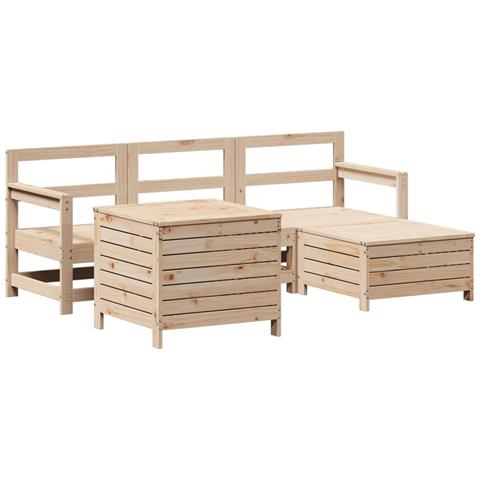 Set Divani Da Giardino 5 Pz In Legno Massello Di Pino - Foto 2