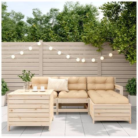 Set Divani Da Giardino 5 Pz In Legno Massello Di Pino - Foto 3