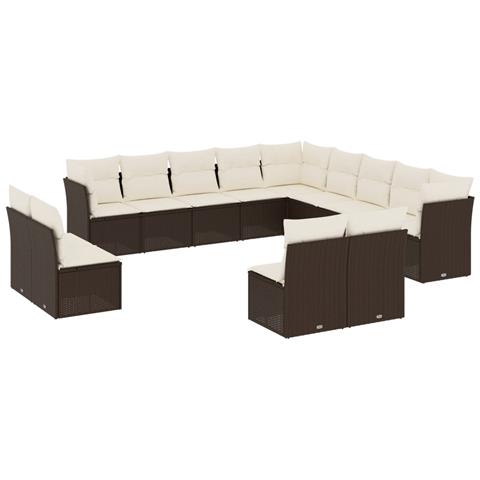 Set Divani Da Giardino 13 Pz Con Cuscini Marrone In Polyrattan - Foto 2