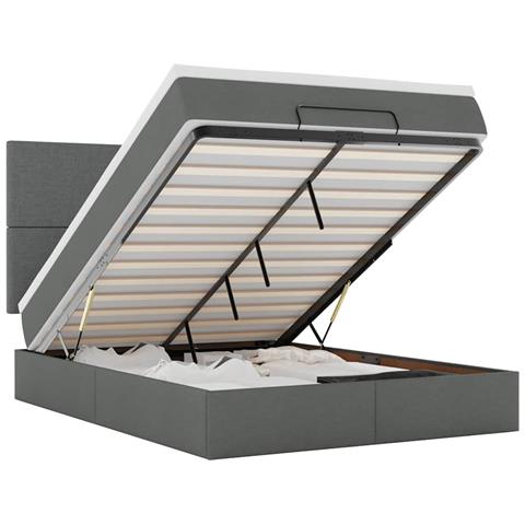 Struttura Letto Pouf Con Materasso 140x190 Cm In Tessuto - Foto 2