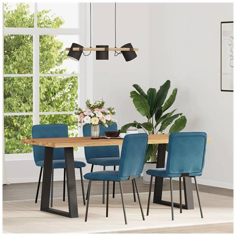 Sedie Da Pranzo 4 Pz Blu In Velluto - Foto 1