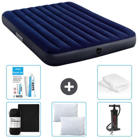 Set Materassino Gonfiabile - 203x152x25 Cm - Blu - Include Accessori Coordinati Cb5 - Foto 1