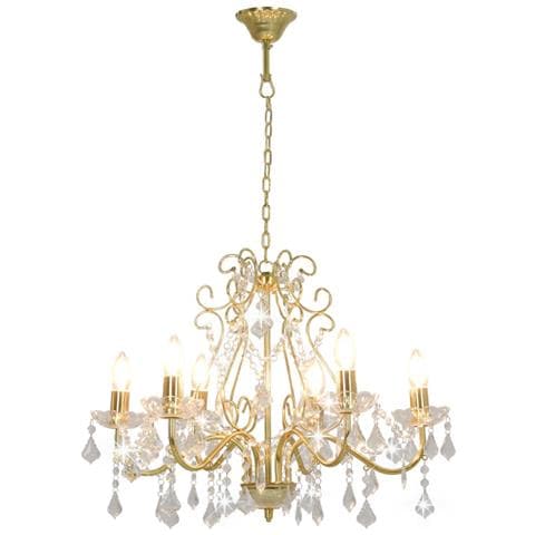 Lusso Casadino -  Lampadario Con Perline Di Cristallo Dorato Tondo 6 E14 - Foto 1