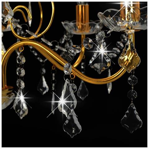 Lusso Casadino -  Lampadario Con Perline Di Cristallo Dorato Tondo 6 E14 - Foto 7