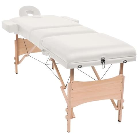 Lusso Casadino -  Set Lettino Massaggio Pieghevole 3 Zone 10 Cm E Sgabello Bianco - Foto 1