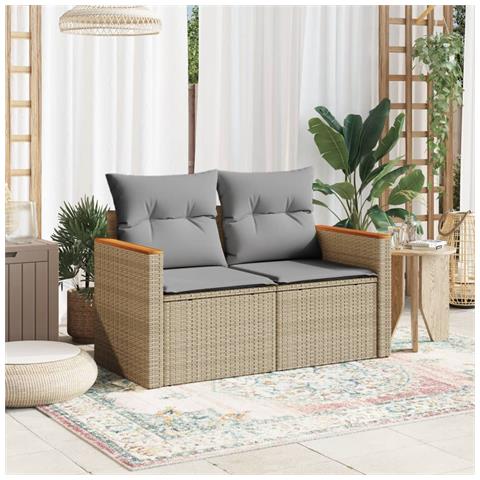 Lusso Casadino -  Divano Da Giardino Con Cuscini A 2 Posti Beige In Polyrattan - Foto 2