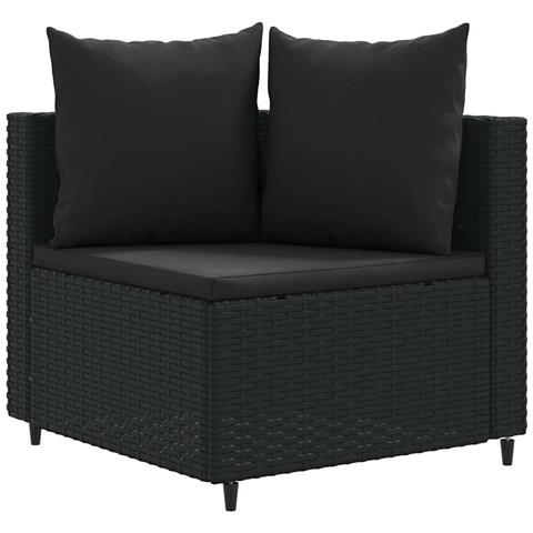 Lusso Casadino -  Set Divani Da Giardino 5 Pz Con Cuscini In Polyrattan Nero - Foto 2