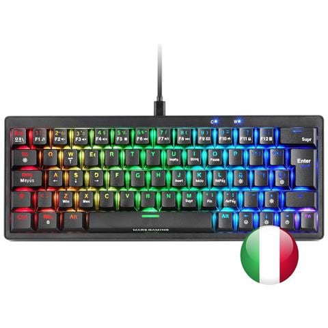 Marsgaming Mkminipro, Tastiera Meccanica Ultra-compatta 60%, Switch Blu, Rgb Chroma, Antighosting, Black - Foto 1