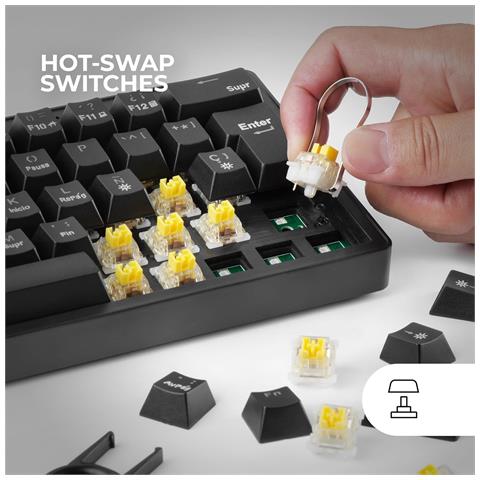 Marsgaming Mkminipro, Tastiera Meccanica Ultra-compatta 60%, Switch Blu, Rgb Chroma, Antighosting, Black - Foto 5