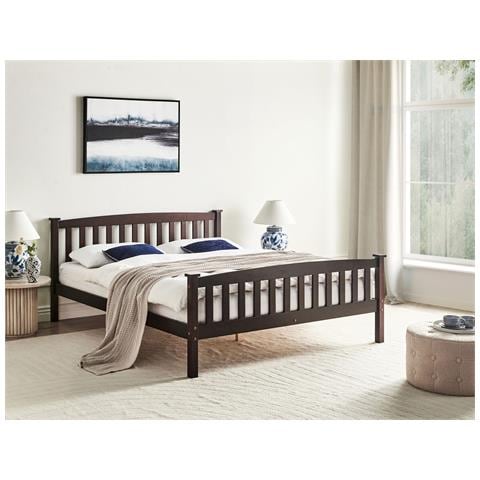 Letto Legno Di Pino Giverny 160 X 200 Cm Marrone Scuro - Foto 1
