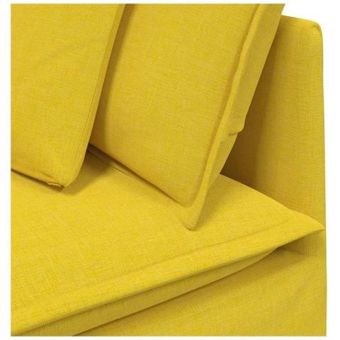 Divano Modulare con Poggiapiedi e Cuscini Tessuto Giallo Chiaro - Foto 9