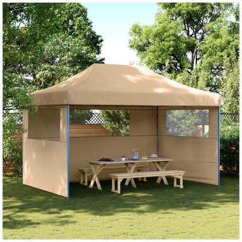 Tendone per Feste Pieghevole Pop-Up con 3 Pareti Beige - Foto 2