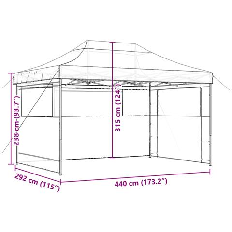 Tendone per Feste Pieghevole Pop-Up con 3 Pareti Beige - Foto 9