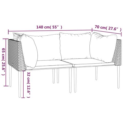 Divani Angolari da Giardino con Cuscini 2pz Polyrattan Grigio - Foto 7