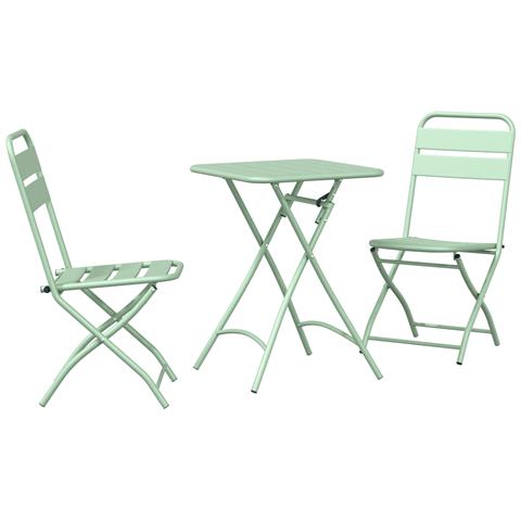 Set Bistro Pieghevole 3 Pezzi Verde Chiaro in Acciaio - - Foto 1