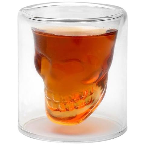 Set Di 4 Bicchierini Da Shot Da 75 Ml A Forma Di Teschio Per Halloween In Vetro - Foto 4