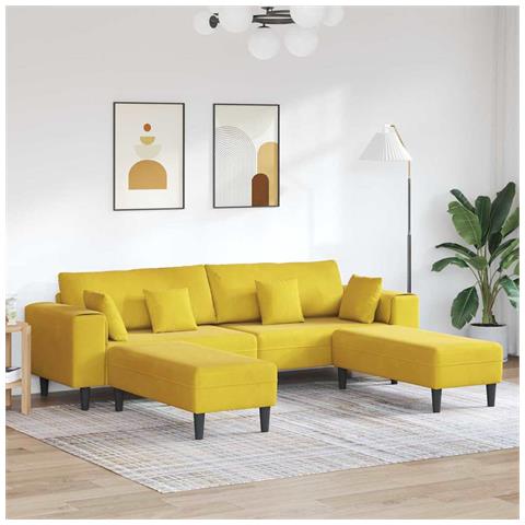 Divano in Velluto con cuscino 3 pcs Giallo 208 cm Velluto - Foto 2