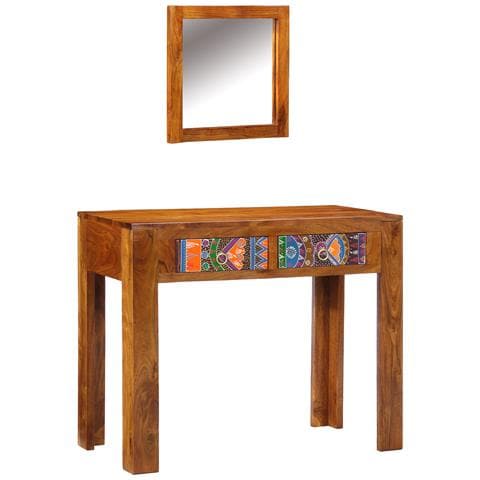 Tavolo per trucco Marrone Miele Legno Massello di Acacia - Foto 1