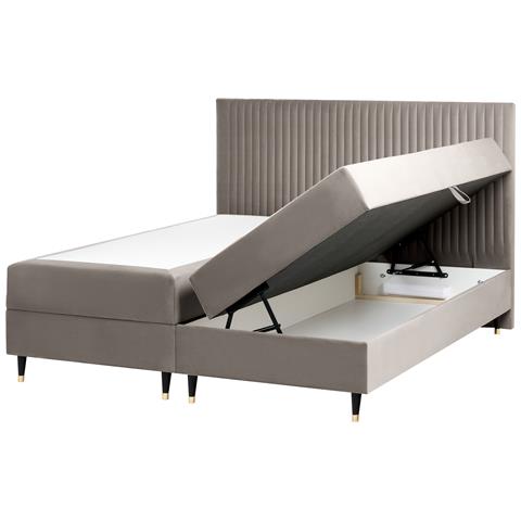 Divano Letto Con Contenitore Velluto Dame 180 X 200 Cm Tortora - Foto 2