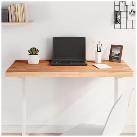 Piano Tavolo 100x50x4cm Rettangolare Legno Massello di Faggio - Foto 2