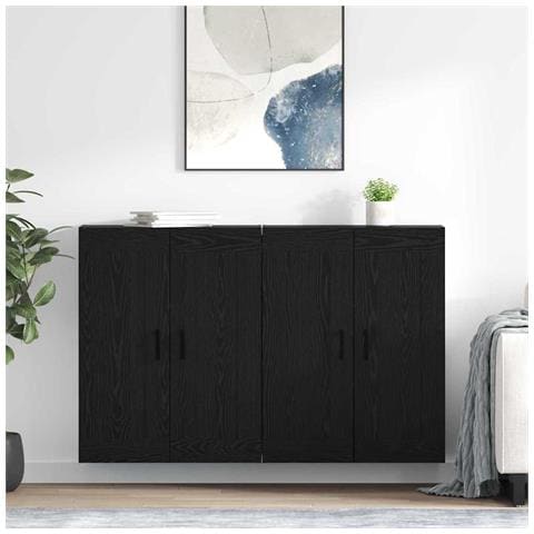 Mobile a muro 2 pcs Rovere Nero 69,5 x 34 x 90 cm - Foto 2