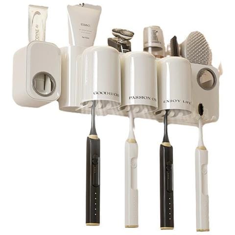 Portaspazzolino Senza Foratura Con Spremitore Di Dentifricio - Organizzatore Da Parete - Foto 1
