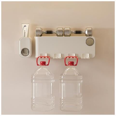 Portaspazzolino Senza Foratura Con Spremitore Di Dentifricio - Organizzatore Da Parete - Foto 2