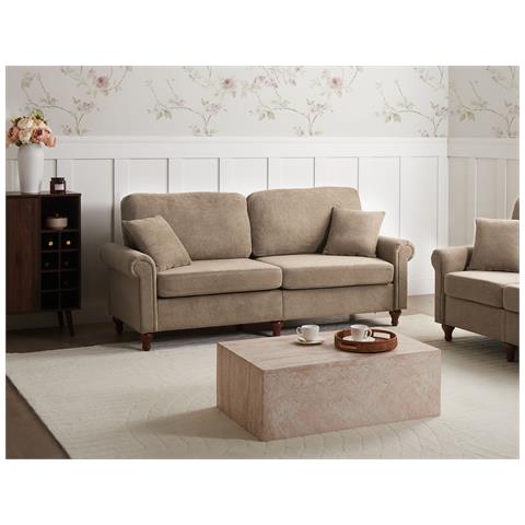 Divano 3 Posti Ginnerup Tessuto Marrone - Foto 1