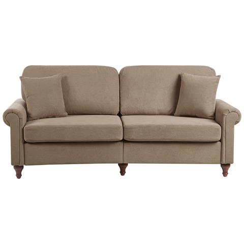 Divano 3 Posti Ginnerup Tessuto Marrone - Foto 2