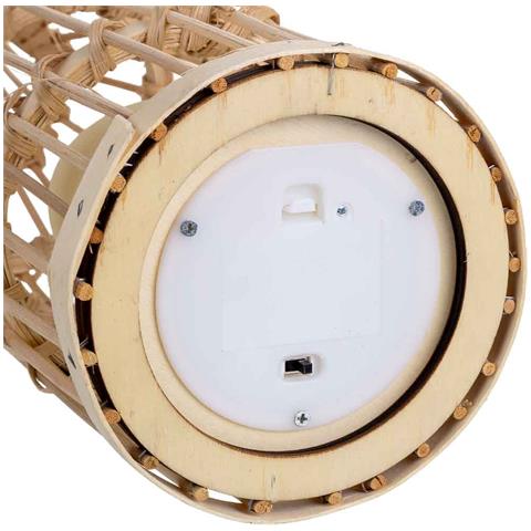 Vaso In Rattan Intrecciato Con Candela Naturale A Batteria, D14x44,5h Cm - Foto 6