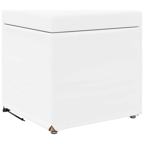 Pouf Bianco Pelle Sintetica e Legno Ingegnerizzato - Foto 1
