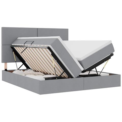 Letto con testiera Grigio chiaro 180 x 200 cm Tessuto - Foto 1