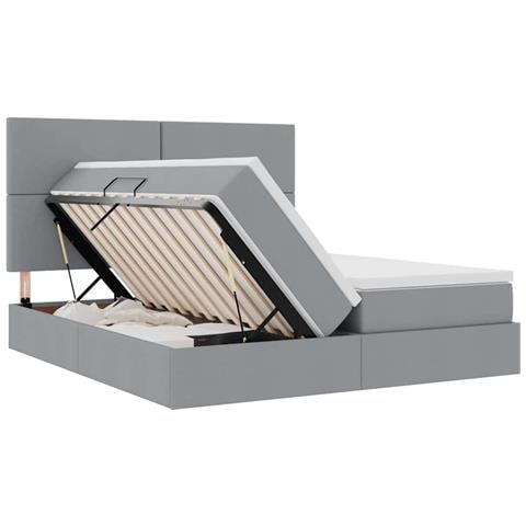 Letto con testiera Grigio chiaro 180 x 200 cm Tessuto - Foto 9