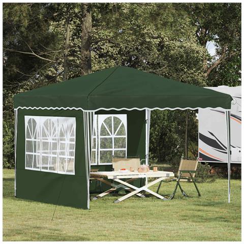 Tenda per feste a pop-up 288 x 288 x 245 cm Verde - Foto 2