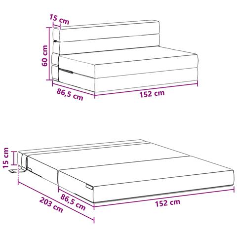 Divano Letto Pieghevole Grigio Chiaro 152 x 86,5 x 60 cm - Foto 9
