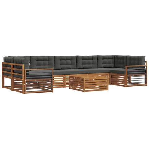 Set di divani da esterno con cuscino 8 pcs Naturale e Antracite - Foto 1