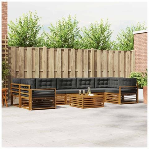 Set di divani da esterno con cuscino 8 pcs Naturale e Antracite - Foto 2