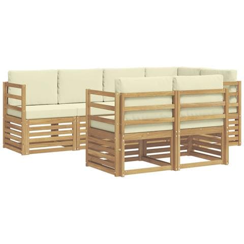 Set divano sezionale con cuscino 7 pcs Bianco e Crema - Foto 1