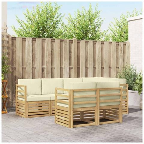 Set divano sezionale con cuscino 7 pcs Bianco e Crema - Foto 2