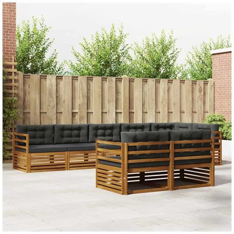 Set di divani da esterno con cuscino 8 pcs Naturale e Antracite - Foto 2