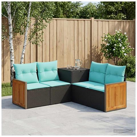 Set di divani 5 pz Nero e Blu Rattan sintetico e Acciaio - Foto 10