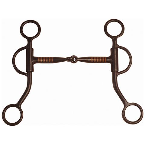 Morso western in ferro nero snodato ad aste corte con imboccatura in ferro e inserti in rame - Foto 1