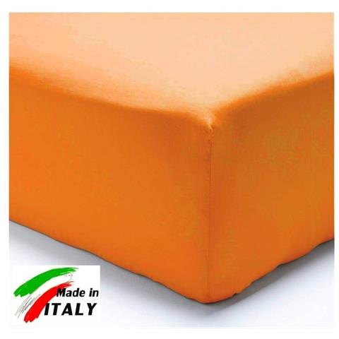 Lenzuolo Di Sotto Letto Matrimoniale Maxi Cotone Con Angoli Ed Elastico Tinta Unita Colore Arancio - Foto 1