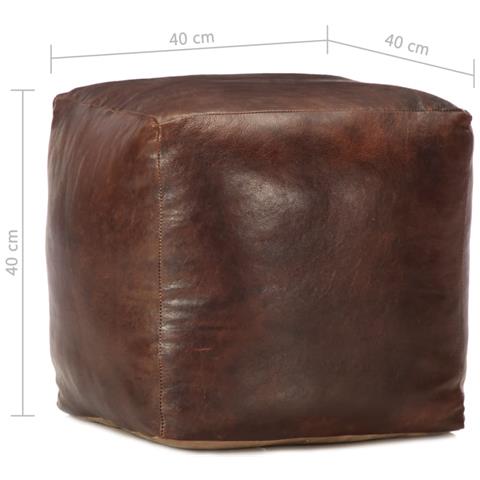Pouf Marrone Scuro 40x40x40 Cm In Vera Pelle Di Capra - Foto 2