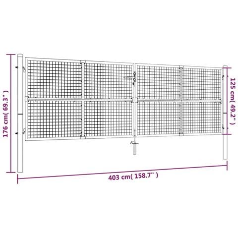 Cancello Per Giardino In Acciaio Zincato 415x175cm Argento - Foto 2
