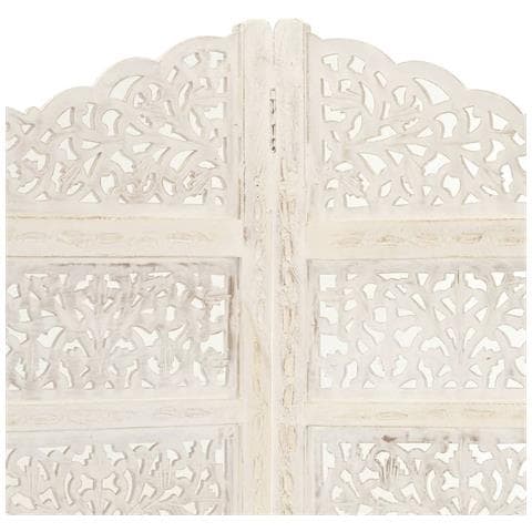 Divisorio 4 Pannelli Intagliato Bianco 160x165cm Mango Massello - Foto 7