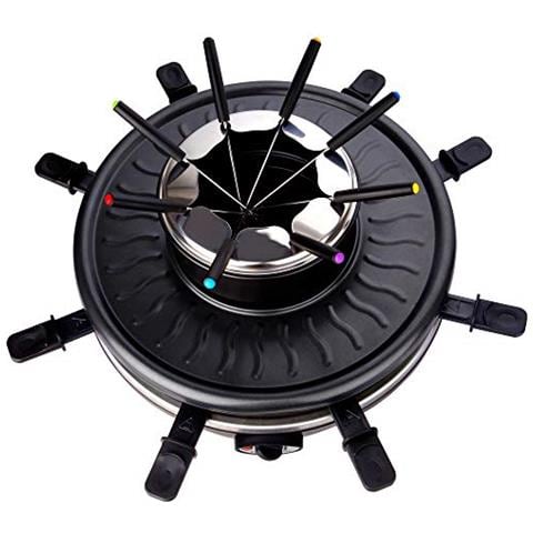 Chef Rac-1350wf waadt 4 In 1 Raclette Grill Fonduta Pietra Calda Per 8 Persone, Design In Acciaio Inox - Foto 2