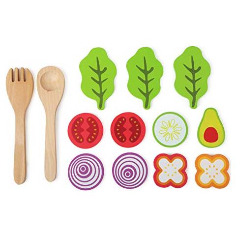 Piccolo Foot Set Legnoaccessori Per Piatto Vegetariano Per La Cucinaincl Ciotola Posate Per Insalata E Condimento Giocattolimulticolore11476 - Foto 2